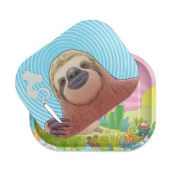 ZZZ's Rolling Tray with Magnetic Cover, Thick & Durable Metal, Spill Proof Cover, Decorative Tray, Perfect for Home & On-The-Go, 5"x7" (Sloth)