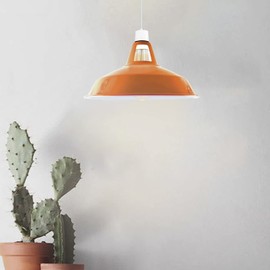 Pair of 2 Metal Orange Ceiling Lamp Shade Easy Fit Light Pendant 30cm Modern Ceiling Lighting Shade for Bedroom Restaurant Industrial Replacement Kitchen Light Shade Pendant Decorative Hanging Light
