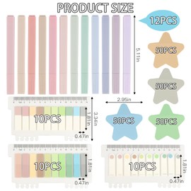 jwogngls Pack of 800 Sticky Notes, 12 Pastel Highlighters, Waterproof Sticky Notes for Office, School, Home, Notes, Bookmarks