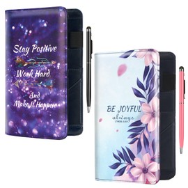 BVYA 2 Pcs Upgraded 10 Pockets PU Server Book Organizer, Server Books with Zipper Pocket, Guest Check Pen Holder Serving Book Fit Server Waitress Apron, with Pens