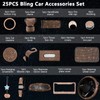 JINGSEN 25PCS Bling Car Parts Set, Car Parts Set Female