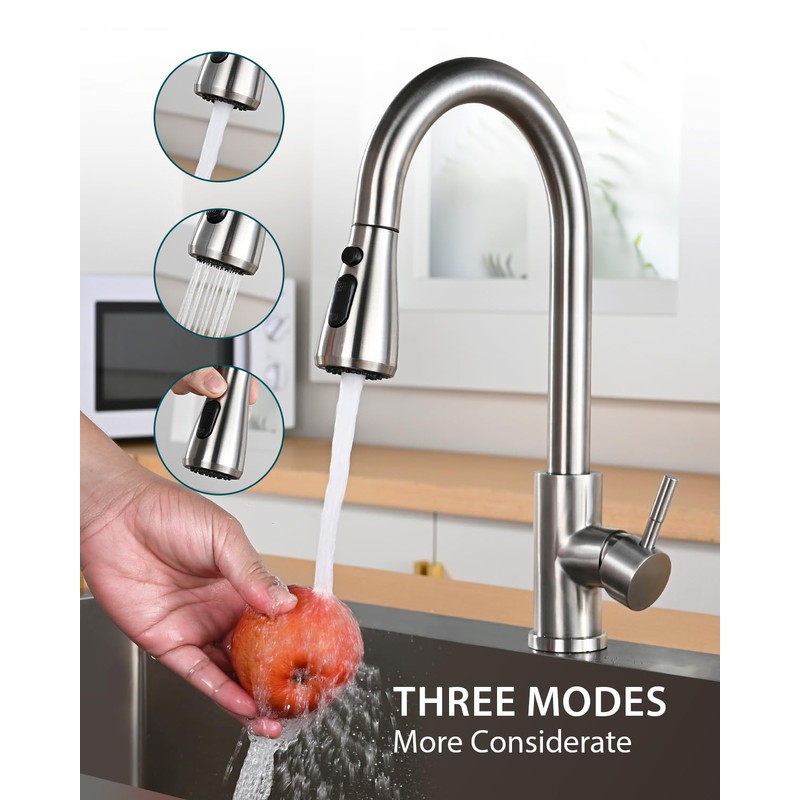 Kitchen Faucet with Soap Dispenser, Hiqufet Brushed Nickel Kitchen Faucet