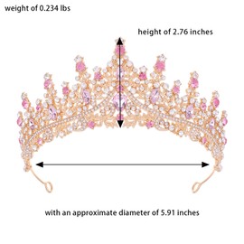 Feltent Pink Tiara for Women Crystal Queen Crowns Rhinestone Princess Tiaras for Women Wedding Headband for Bride Hair Accessories for Halloween Costume Birthday Party Prom Mother's Gifts