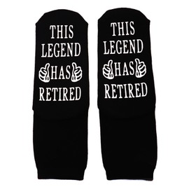 QZKJQDD Gifts for Men, Birthday Gift for Men, Socks with Saying THIS LEGEND HAS RETIRED, Men's Gifts, Funny Gift, Unusual Men's Socks Gifts, black