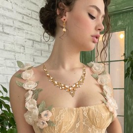 EVER FAITH Statement Necklace Earrings and Bracelet Set for Women, Austrian Crystal Drop Cluster Jewellery Set, Clear Silver Tone, No Gemstone