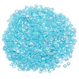 MECCANIXITY 4MM Loose Sequins - 3000Pcs Cup Glitter for Jewelry Making, Crafts, Embroidery, Sewing - Light Blue