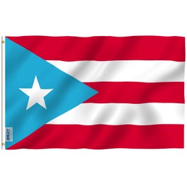 Anley Fly Breeze 3x5 Foot Light Blue Puerto Rico Flag - Vivid Color and Fade proof - Canvas Header and Double Stitched - Puerto Rican PR National Flags Polyester with Brass Grommets 3 X 5 Ft