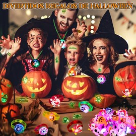 90 Piezas Juguetes Luminosos,Decoración Halloween Incluyendo Anillos, Pulsera, Collar, Broche, Recuerdos De Fiesta De Halloween Y Regalos De Conciertos Para Niños Y Adultos.