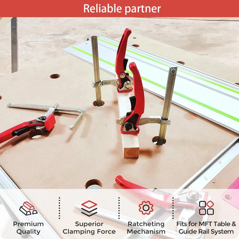 2025 Upgraded Ratcheting Table Clamp, Quick Track Saw Clamps Ratchet
