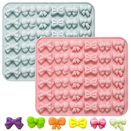 JJUNW 2 Pcs Bow Molds for Chocolate, Gummy Molds Bow Silicone Mold 6 Different Shapes, Pink Butterfly Cookie Silicone Molds Silicone for Candy, Jelly, Cookie, Sugar Craft, Pastry(Pink and Blue)