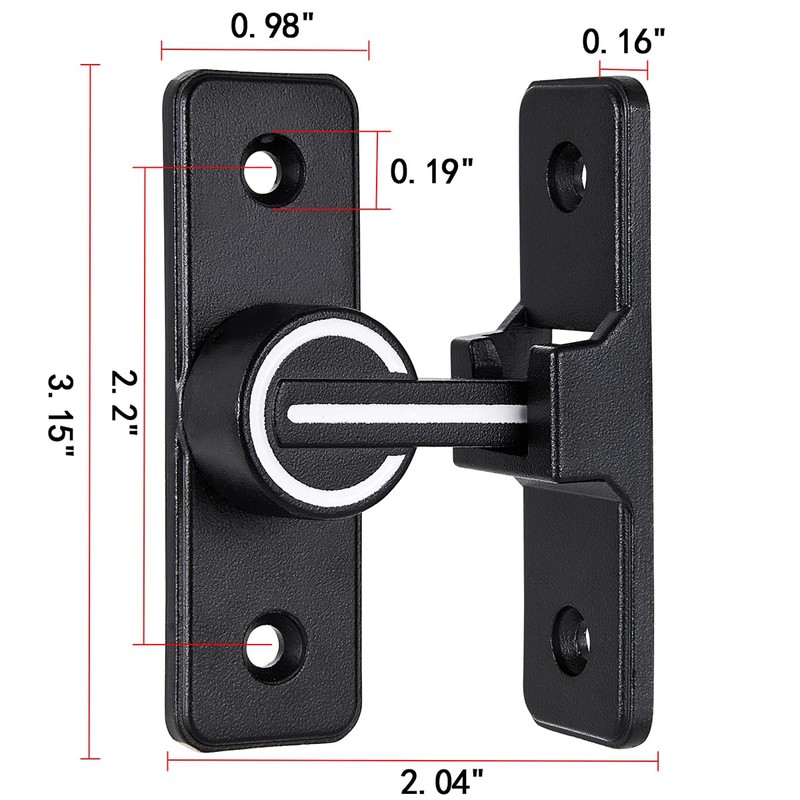 Wocoe Barn Door Latches,Black(Luminous) 90 Degree Gate Lock,Flip Gate Latches