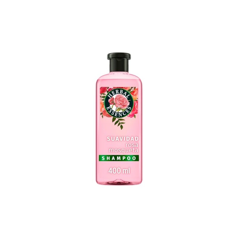 HERBAL ESSENCES, Shampoo Suavidad Rosa Mosqueta, aroma con notas de