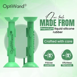 OptiWand 3 Pack Small Soft Contact Lens Removal & Insertion Tool - Silicone Rubber Soft Lens Inserter & Remover Device with Pincher End & Finger Grips - Safe & Easy on Eyes, Travel Size 1.75"