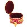 Vintage Metal Jewelry Box Round Exquisite Hand Carved Gold Flower