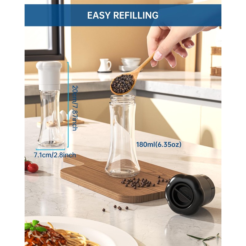 CIRCLE JOY Premium Manual Salt and Pepper Grinder Set, Refillable