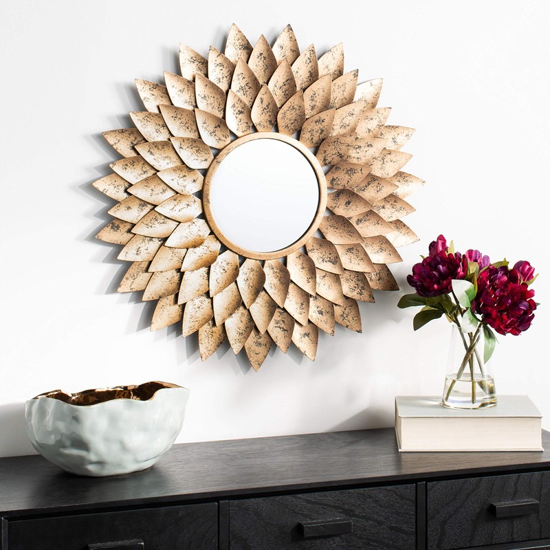 Safavieh Home Collection Lana 27-inch Gold Sunburst Round Mirror