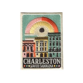 Vagabond Heart Charleston Patch - Charleston South Carolina Iron On Travel Badge - Rainbow Row Souvenir