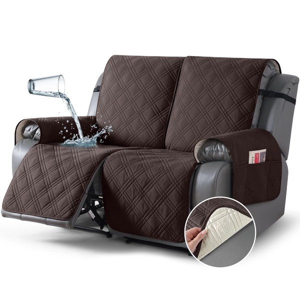 TAOCOCO 100% Waterproof Loveseat Recliner Cover, Non Slip Split Loveseat