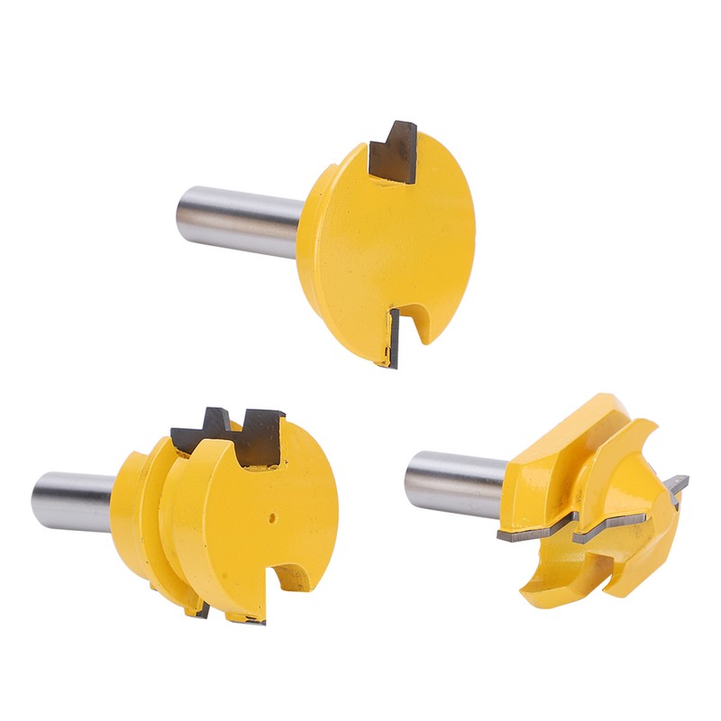 3Pcs Rail and Stile Router Bit Hardened Steel 1/2in Straight