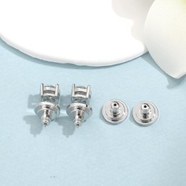 Earring Backs for Droopy Ears, JIACHARMED Big Earring Lifters Supports Backs for Studs Heavy Earrings Large Locking Earring Backings Replacement 4pcs Backstop Secure Comfortble Stopper,White Gold
