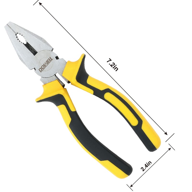 DOWELL Lineman's Pliers with Wire Cutter - 7 Inch Nickel