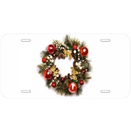 Christmas Wreath White Novelty Car Tag Auto License Plate