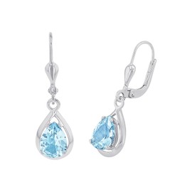 Amor 2017160 Women's Earrings 925 Sterling Silver with Aquamarine Synthetic 2.5 cm Silver Comes in Jewellery Gift Box, Sterling Silver, Aquamarine synthetic.