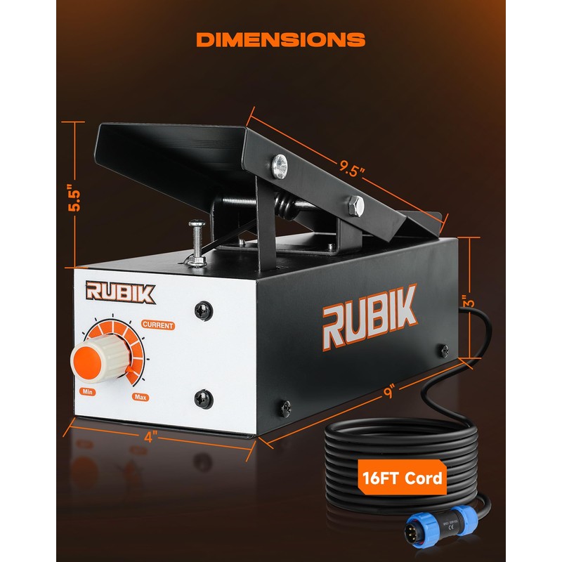 RUBIK TIG Welding Foot Pedal, Remote Amp Control, 10 Feet
