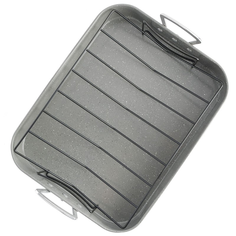 Gibson Home Oster Greystone 2-Piece Carbon Steel Roaster Pan w/Rack,