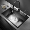ARTLINE 16 Gauge Black Kitchen Sink, 3 Hole Stainless Steel