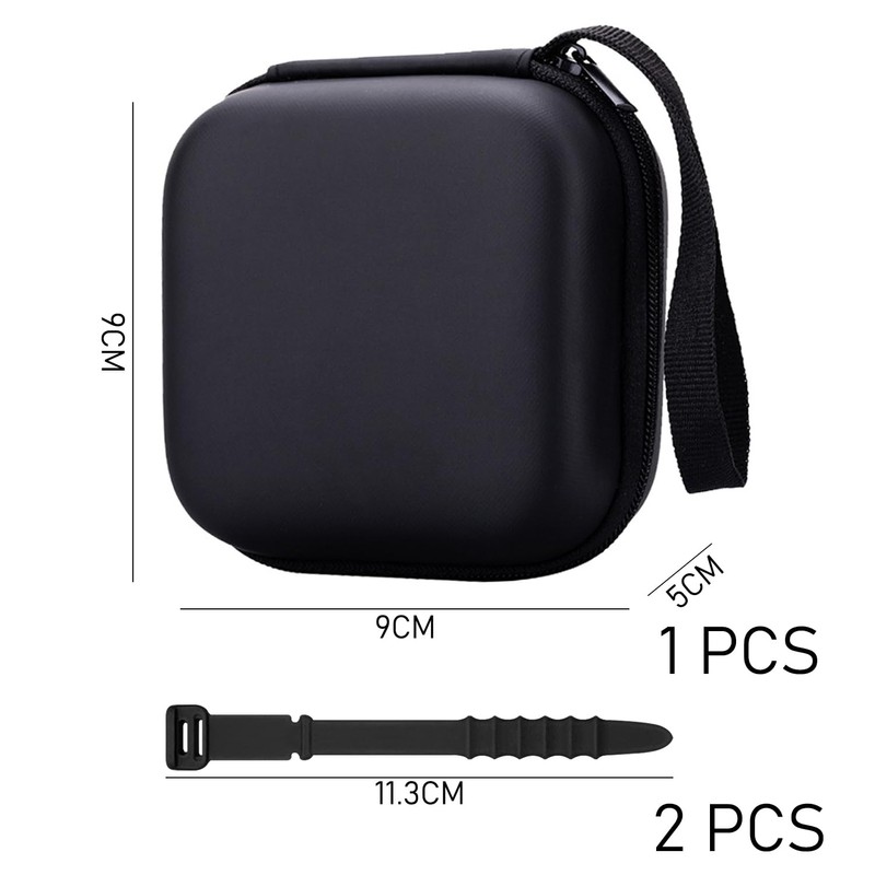 1 x Black Hard Headphone Box with 2 Black Cable