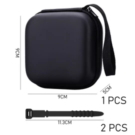1 x Black Hard Headphone Box with 2 Black Cable Organisers Headphones Data Cable Case Suitable for Shopping Travel Outdoor