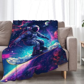 Spaceman Astronaut Throw Blanket - Soft Warm Cozy Fleece for Couch, Sofa, Bed - 50"x40" - Gifts for Boys, Girls, Women, Men, Kids, Adults