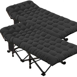 DoCred Oversized XXL Folding Camping Cot with Mattress, 2 Pack Heavy Duty Sleeping Cot Bed Portable Adults Outdoor Bed with Carry Bag, Travel Camp Cots