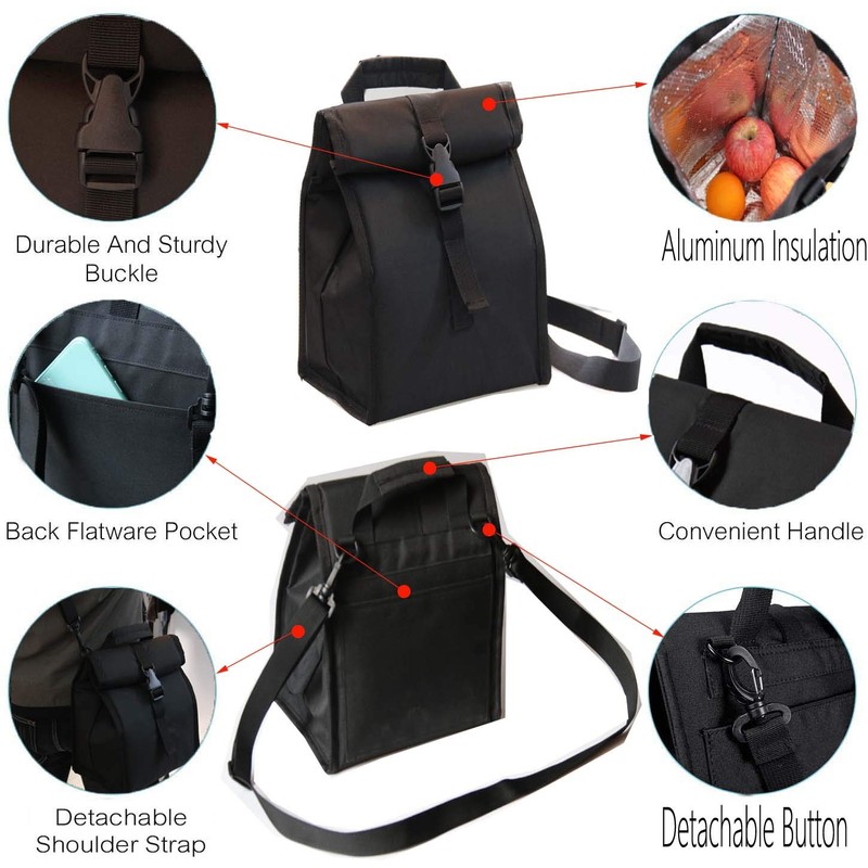 ZM-YOUTOO Insulated Foldable Lunch Bag With Ajustable Strap- Lightweight Portable