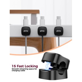 gliship [2025 Upgrade 6-Pack Magnetic Cable Clips - Cell Phone Cord Holder for Nightstand, Mini Cube Cord Holder with 6 Extra Strong Adhesive Pads, USB Cable Magnetic Clip for Office Desk Home