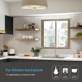 Art3d 10-Sheet Peel and Stick Backsplash, 12 in. x 12in. White Marble Design