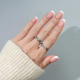 ASONRL 32 PCS Short Square Nude Press on Nails- French Tip Gel Nail Fake Nails, 16 Sizes Glue On Nails Kit, Reusable False Nails with Mini Nail File for Women - Nude Short Square