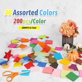 KIMOBER 6000PCS 2 inch Tissue Paper Squares,30 Assorted Colors Rainbow Tissue Mosaic Squares for Arts Craft DIY Scrapbooking Scrunch Art