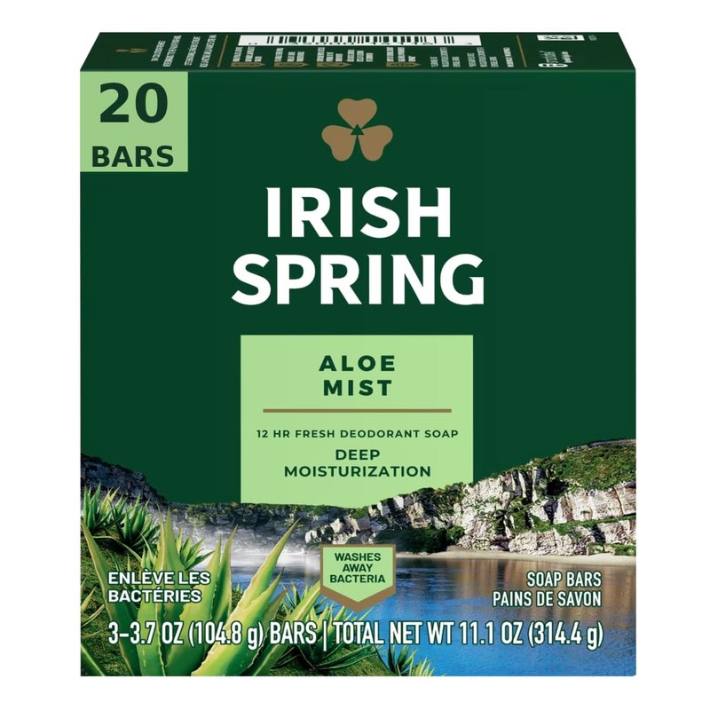 Irish Spring Aloe Bar Soap 3.75 Oz-pack of 20 Bars