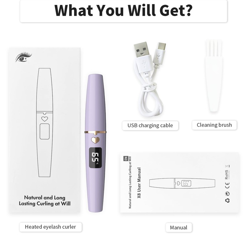 EYECURL Heated Eyelash Curler, Heated Lash Curler Intelligent Power Off,