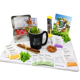 Perfect TEA LOVERS gift for women / men, mother's day mom gift, Tazo tea bags, Mug, Cookies, Honey, cinnamon, GET WELL SOON gift, thinking of you or thank you care package gift basket