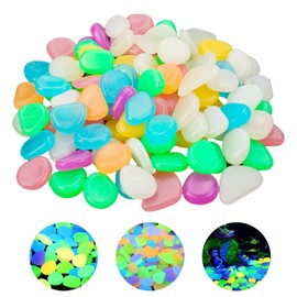 YSDMY 100 Pcs Glowing Pebbles Stones,Colorful Luminous Cobblestones, Aquarium Glow Stones,Fish Tank Gravel Decorations,Decorative Glow Stones for Fish Tank Garden Walkway