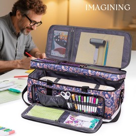 IMAGINING Carrying Case for Cricut Maker 3, Maker 4, Double-Layer Machine Bag with Cover for Cricut Explore 4, Explore 3, Explore Air 2, Storage Organizer for Cricut Accessories and Tools