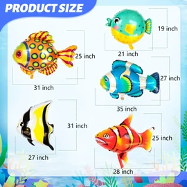 Fish Balloons Decoration, 10PCS Large Sea Animal Balloons for Kids Birthday Party