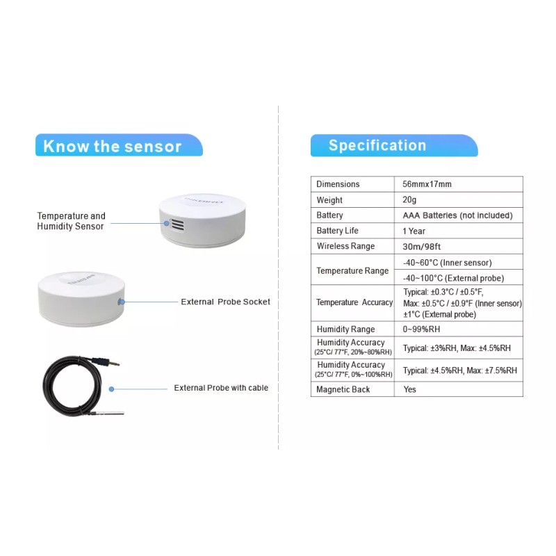 Inkbird IBS-TH1 Thermometer Hygrometer Wireless Temperature Recorder Bluetooth