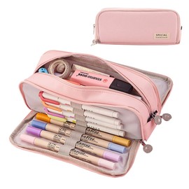 EHOPE Large Capacity Pencil Case Big Capacity Pouch Portable Large Storage Pen Case Pencil Bag for Office Travel Holder Box (Pink)