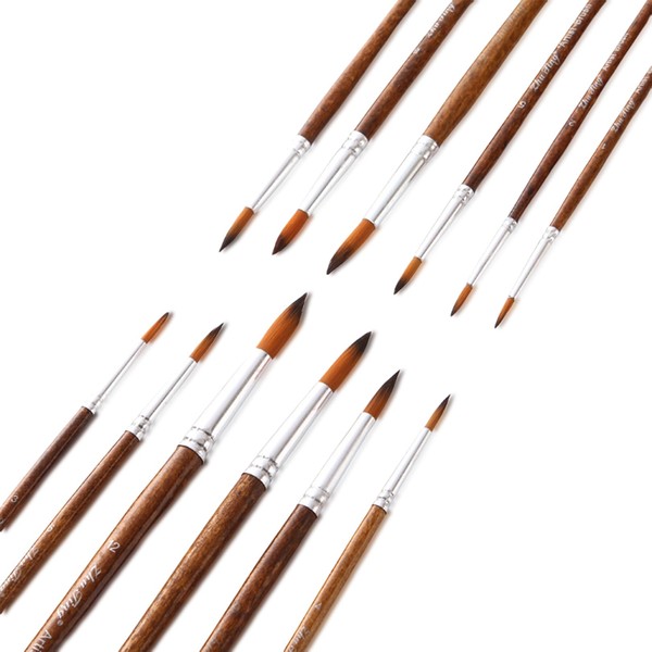 Set of 12 Acrylic Paint Brushes, Bristle Brush 4 8