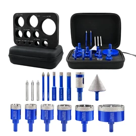 SHDIATOOL Tile Diamond Drill Bits Kit, Porcelain Hole Saw Sets, Ceramic Core Bits Cutter Drilling for Stone Marble Granite 16pcs(6/8/10/25/28/32/35/45/65MM/20MM/2/6/6MM)