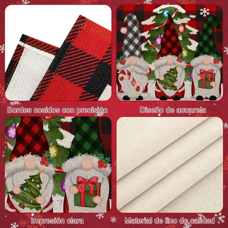 SHOUS Camino de Mesa con Diseño de Gnomo Navideño, 183*33